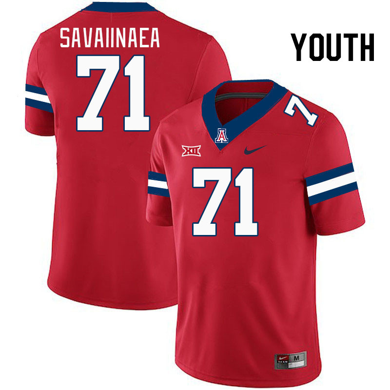 Youth #71 Jonah Savaiinaea Arizona Wildcats Big 12 Conference College Football Jerseys Stitched-Red